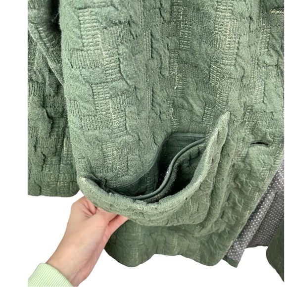 Cartonnier at Anthropologie Green Extended Houndstooth Textured Knit Blazer US M - Picture 8 of 9